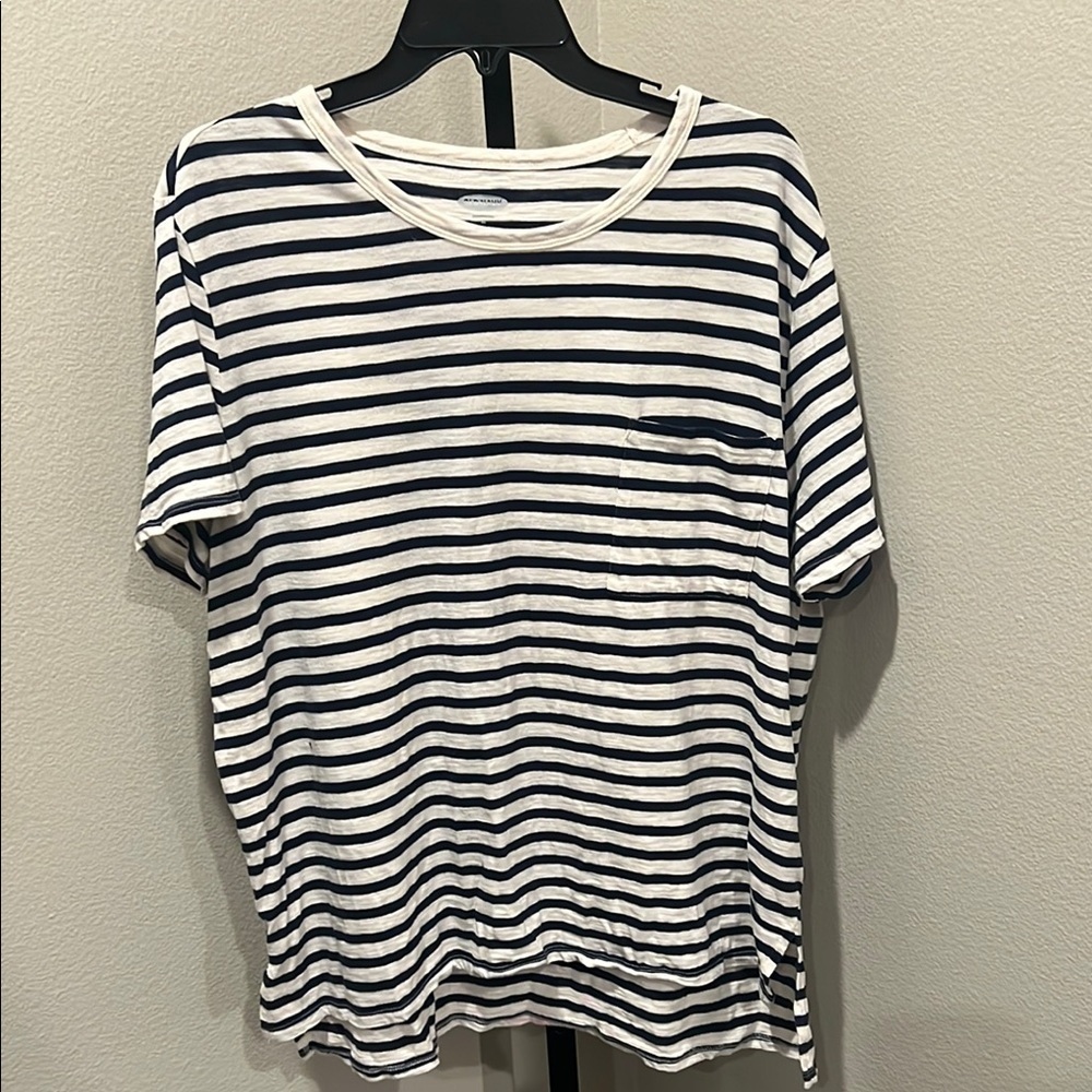 Old Navy Blue and White Short Sleeve Tee